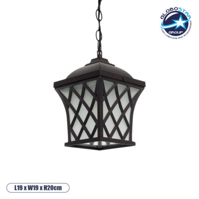 LEDTM® LINCOLN 01399 Vintage Κρεμαστό Φωτιστικό Οροφής με Ντουί 1 x E27 AC 220-240V IP20 - Καφέ & Διάφανο - Μ19 x Π19 x Υ20cm