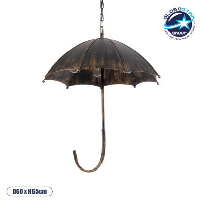 LEDTM® UMBRELLA 01406 Vintage Κρεμαστό Φωτιστικό Οροφής με Ντουί 5 x E27 AC 220-240V IP20 - Χάλκινο - Μ60 x Π60 x Y65cm
