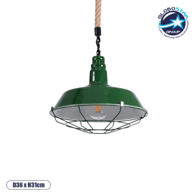 LEDTM® CRANE 01408 Vintage Κρεμαστό Φωτιστικό Οροφής με Ντουί 1 x E27 AC 220-240V IP20 - Πράσινο & Μπεζ - Μ36 x Π36 x Y31cm