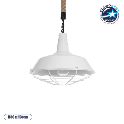 LEDTM® PUPPET 01412 Vintage Κρεμαστό Φωτιστικό Οροφής με Ντουί 1 x E27 AC 220-240V IP20 - Λευκό & Μπεζ - Μ36 x Π36 x Y31cm