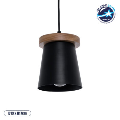 LEDTM® LANA 01424 Μοντέρνο Κρεμαστό Φωτιστικό Οροφής με Ντουί 1 x E27 AC 220-240V IP20 - Μαύρο & Καφέ - Μ13 x Π13 x Y17cm