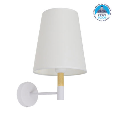 LEDTM® LYDFORD 01433 Μοντέρνο Φωτιστικό Τοίχου - Απλίκα με Ντουί 1 x E27 AC 220-240V IP20 - Λευκό & Μπέζ - Μ20 x Π28 x Υ36cm