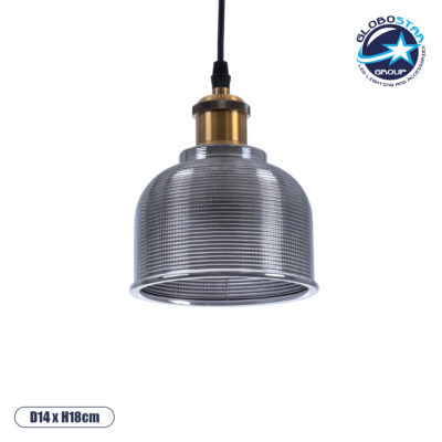 LEDTM® SEGRETO 01449 Vintage Κρεμαστό Φωτιστικό Οροφής με Ντουί 1 x E27 AC 220-240V IP20 - Γκρι & Χρυσό - Μ14 x Π14 x Υ18cm