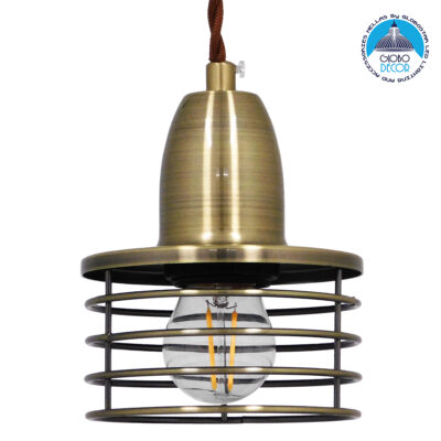 LEDTM® MANHATTAN 01455 Μοντέρνο Κρεμαστό Φωτιστικό Οροφής με Ντουί 1 x E27 AC 220-240V IP20 - Μπρούτζινο - Μ11 x Π11 x Υ14cm