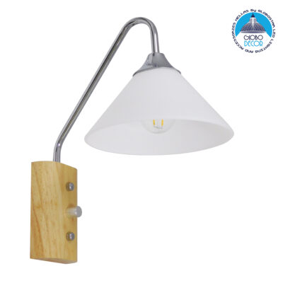 LEDTM® ALESSIA 01459 Μοντέρνο Φωτιστικό Τοίχου - Απλίκα με Ντουί 1 x E27 AC 220-240V IP20 - Μπεζ & Ασημί - Μ18 x Π26 x Υ29cm