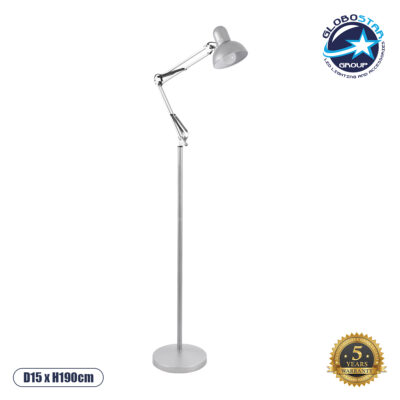 LEDTM® AUDREY 01469 Vintage Επιδαπέδιο Φωτιστικό με Ντουί 1 x E27 AC 220-240V IP20 - Ασημί - Μ15 x Π15 x Υ190cm