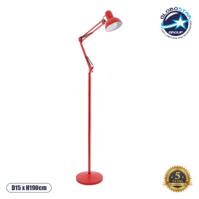 LEDTM® AUDREY 01470 Vintage Επιδαπέδιο Φωτιστικό με Ντουί 1 x E27 AC 220-240V IP20 - Κόκκινο - Μ15 x Π15 x Υ190cm