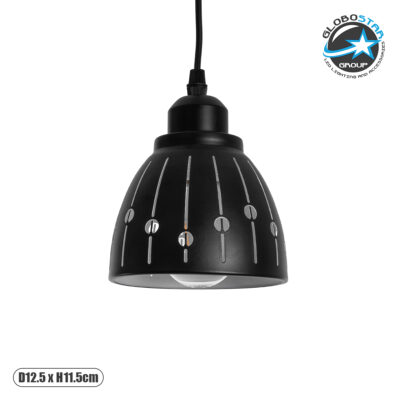 LEDTM® COOLIE 01476 Μοντέρνο Κρεμαστό Φωτιστικό Οροφής με Ντουί 1 x E27 AC 220-240V IP20 - Μαύρο & Ασημί - Μ12.5 x Π12.5 x Υ11.5cm