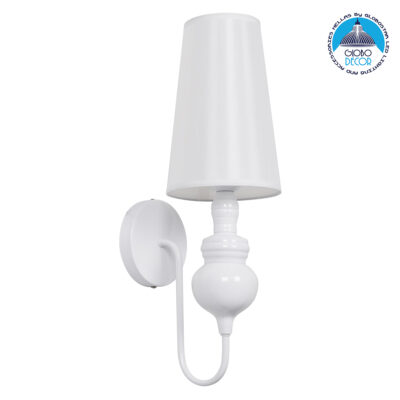 LEDTM® LAURA 01499 Μοντέρνο Φωτιστικό Τοίχου - Απλίκα με Ντουί 1 x E27 AC 220-240V IP20 - Λευκό - Μ21 x Π15 x Y48cm