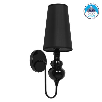 LEDTM® LAURA 01500 Μοντέρνο Φωτιστικό Τοίχου - Απλίκα με Ντουί 1 x E27 AC 220-240V IP20 - Μαύρο - Μ21 x Π15 x Y48cm