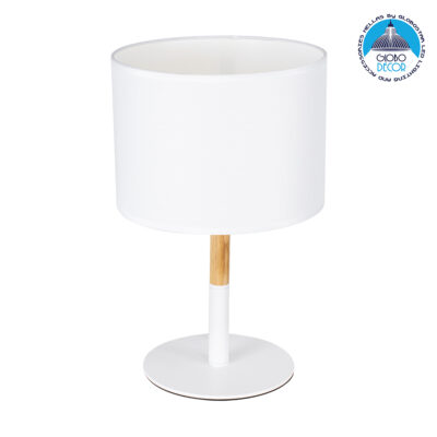 LEDTM® BRONX 01520 Μοντέρνο Επιτραπέζιο Φωτιστικό Πορτατίφ με Ντουί 1 x E27 AC 220-240V IP20 - Λευκό & Μπεζ - Μ25 x Π25 x Υ40cm