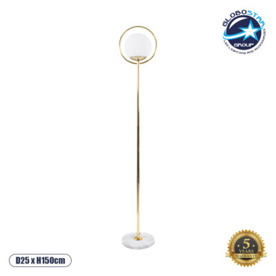 LEDTM® VERSAILLES 01541 Μοντέρνο Επιδαπέδιο Φωτιστικό με Ντουί 1 x E27 AC 220-240V IP20 - Χρυσό & Λευκό - Μ25 x Π25 x Υ150cm