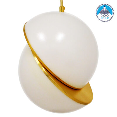 LEDTM® HUDSON 01554 Μοντέρνο Κρεμαστό Φωτιστικό Οροφής με Ντουί 1 x E27 AC 220-240V IP20 - Λευκό & Χρυσό - Μ20 x Π20 x Υ25cm