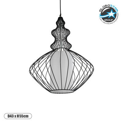 LEDTM® LILY 01558 Vintage Κρεμαστό Φωτιστικό Οροφής με Ντουί 1 x E27 AC 220-240V IP20 - Μαύρο & Λευκό - Μ43 x Π43 x Υ55cm