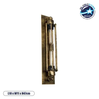 LEDTM® BESPOKE 01566 Vintage Φωτιστικό Τοίχου - Απλίκα με Ντουί 2 x E27 AC 220-240V IP20 - Μπρούτζινο Εφέ Σκουριάς - Μ10 x Π11 x Υ47cm