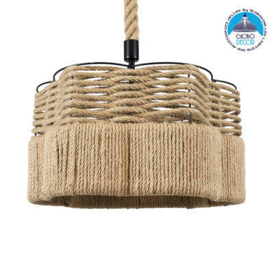 LEDTM® TONDO 01604 Boho Κρεμαστό Φωτιστικό Οροφής με Ντουί 1 x E27 AC 220-240V IP20 - Μπεζ & Μαύρο - Μ38 x Π38 x Y21cm