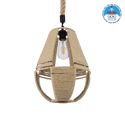 LEDTM® POLIA 01608 Boho Κρεμαστό Φωτιστικό Οροφής με Ντουί 1 x E27 AC 220-240V IP20 - Μπεζ - Μ30 x Π30 x Y42cm