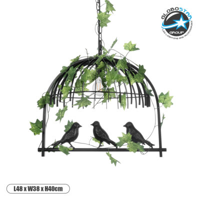 LEDTM® NEST 01640 Vintage Κρεμαστό Φωτιστικό Οροφής με Ντουί 1 x E27 AC 220-240V IP20 - Μαύρο & Πράσινο - Μ48 x Π38 x Υ40cm