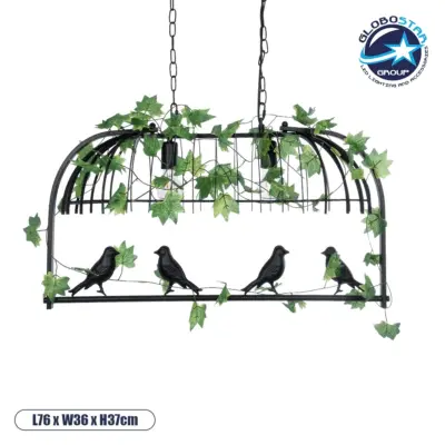 LEDTM® NEST 01643 Vintage Κρεμαστό Φωτιστικό Οροφής με Ντουί 2 x E27 AC 220-240V IP20 - Μαύρο & Πράσινο - Μ76 x Π36 x Y37cm