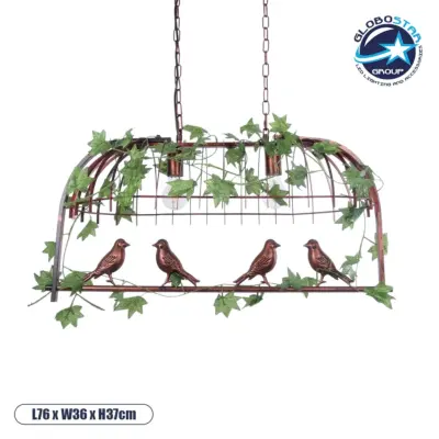 LEDTM® NEST 01645 Vintage Κρεμαστό Φωτιστικό Οροφής με Ντουί 2 x E27 AC 220-240V IP20 - Χάλκινο & Πράσινο - Μ76 x Π36 x Y37cm