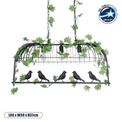 LEDTM® NEST 01646 Vintage Κρεμαστό Φωτιστικό Οροφής με Ντουί 3 x E27 AC 220-240V IP20 - Μαύρο & Πράσινο - Μ86 x Π38 x Y37cm