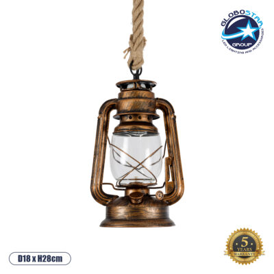 LEDTM® BARBAROSSA 01706 Vintage Κρεμαστό Φωτιστικό Οροφής με Ντουί 1 x E27 AC 220-240V IP20 - Χάλκινο Εφέ Σκουριάς - Μ18 x Π18 x Υ28cm