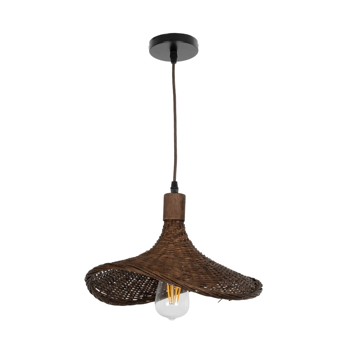 LEDTM® CUBA 01716 Boho Κρεμαστό Φωτιστικό Οροφής με Ντουί 1 x E27 AC 220-240V IP20 - Καφέ - Μ33 x Π30 x Υ22cm - Image 3