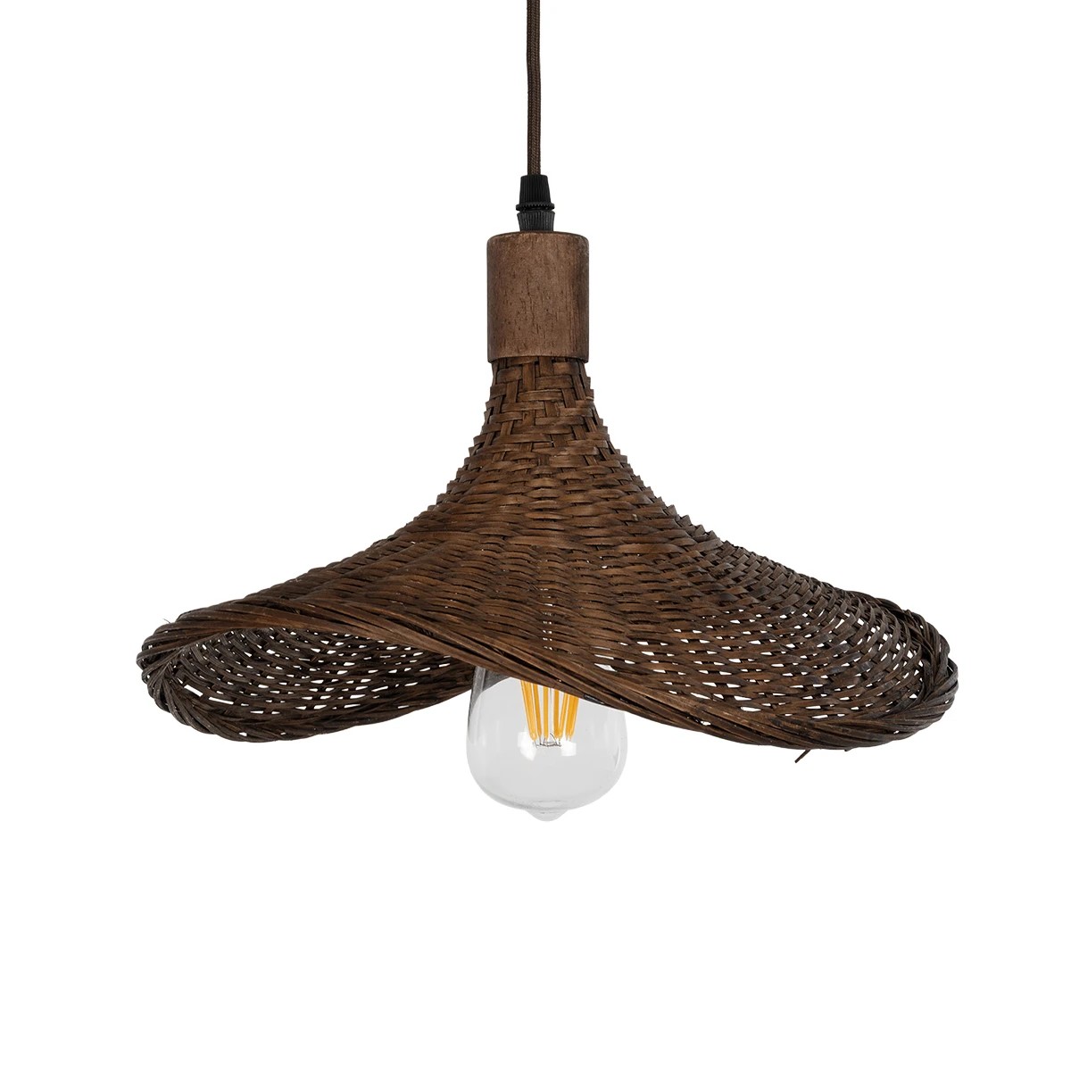 LEDTM® CUBA 01716 Boho Κρεμαστό Φωτιστικό Οροφής με Ντουί 1 x E27 AC 220-240V IP20 - Καφέ - Μ33 x Π30 x Υ22cm - Image 4