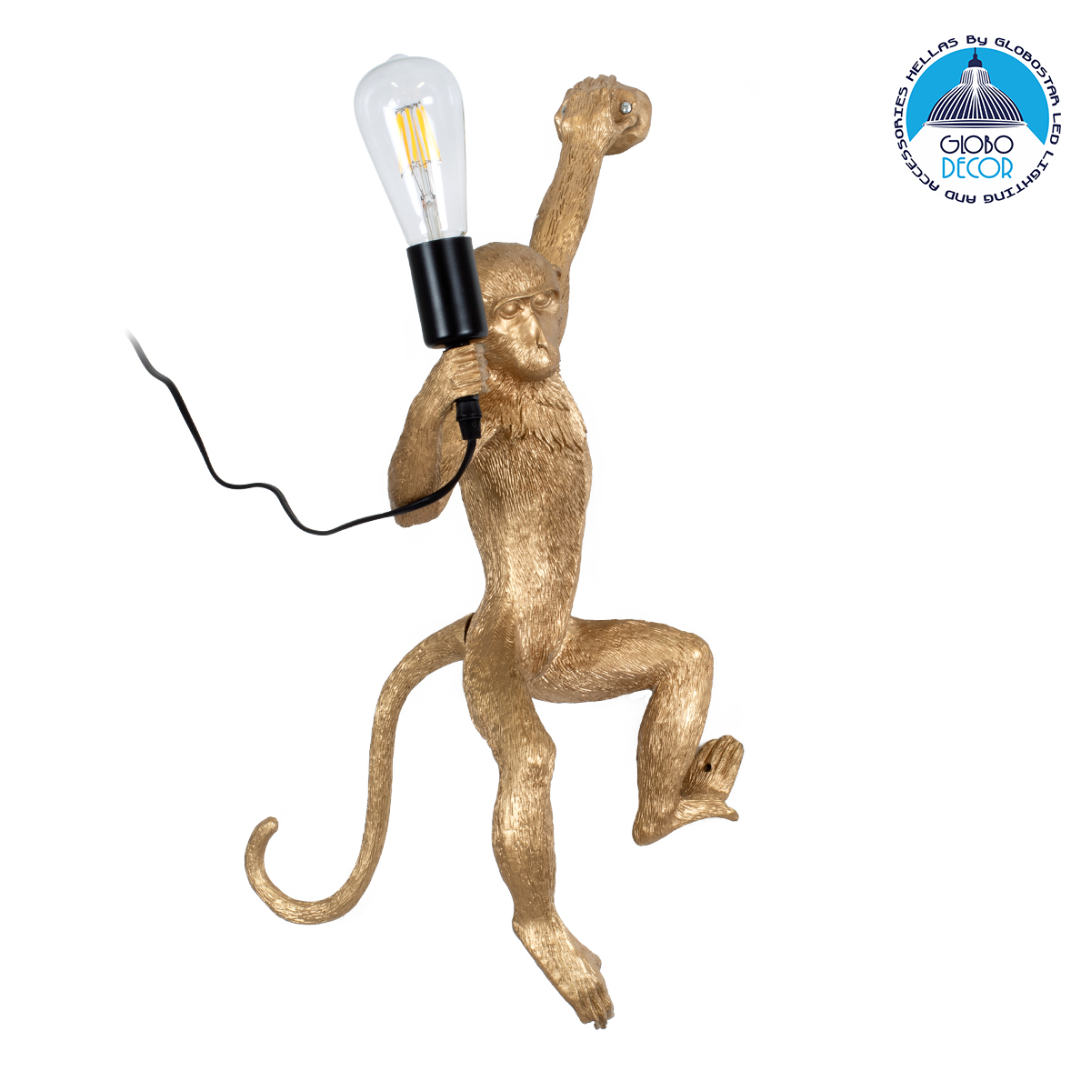 LEDTM® APES 01806 Μοντέρνο Φωτιστικό Τοίχου - Απλίκα με Ντουί 1 x E27 AC 220-240V IP20 - Χρυσό & Μαύρο - Μ34 x Π31 x Υ61cm