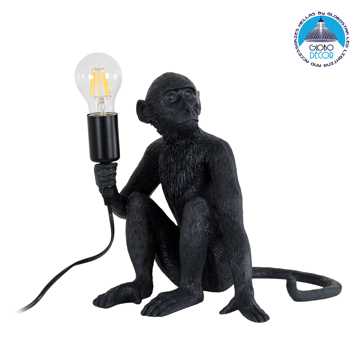 LEDTM® APES 01807 Μοντέρνο Επιτραπέζιο Φωτιστικό Πορτατίφ με Ντουί 1 x E27 AC 220-240V IP20 - Μαύρο - Μ30 x Π27 x Υ30cm