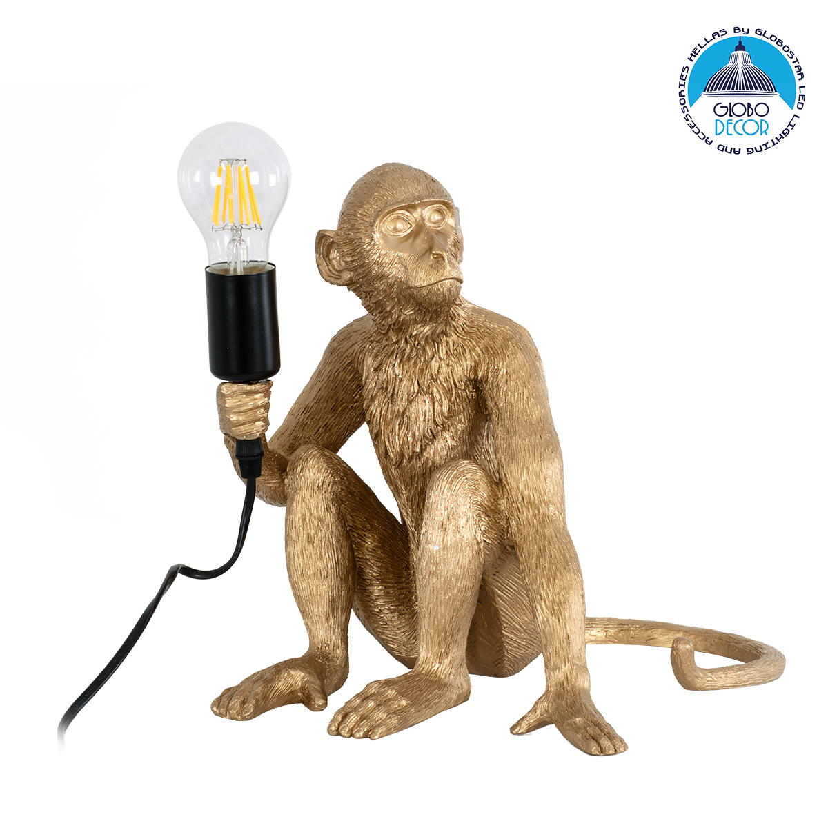 LEDTM® APES 01809 Μοντέρνο Επιτραπέζιο Φωτιστικό Πορτατίφ με Ντουί 1 x E27 AC 220-240V IP20 - Χρυσό - Μ30 x Π27 x Υ30cm