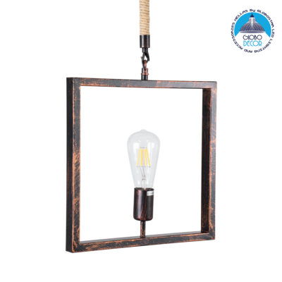 LEDTM® FRAISE 01814 Vintage Κρεμαστό Φωτιστικό Οροφής με Ντουί 1 x E27 AC 220-240V IP20 - Χάλκινο & Μπεζ - Μ32 x Π4 x Υ32cm