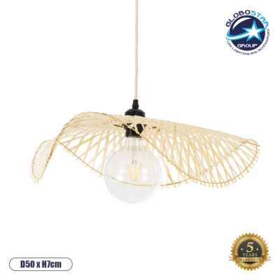 LEDTM® MELEMELE 01840 Boho Κρεμαστό Φωτιστικό Οροφής με Ντουί 1 x E27 AC 220-240V IP20 - Μπεζ - Μ50 x Π50 x Υ7cm