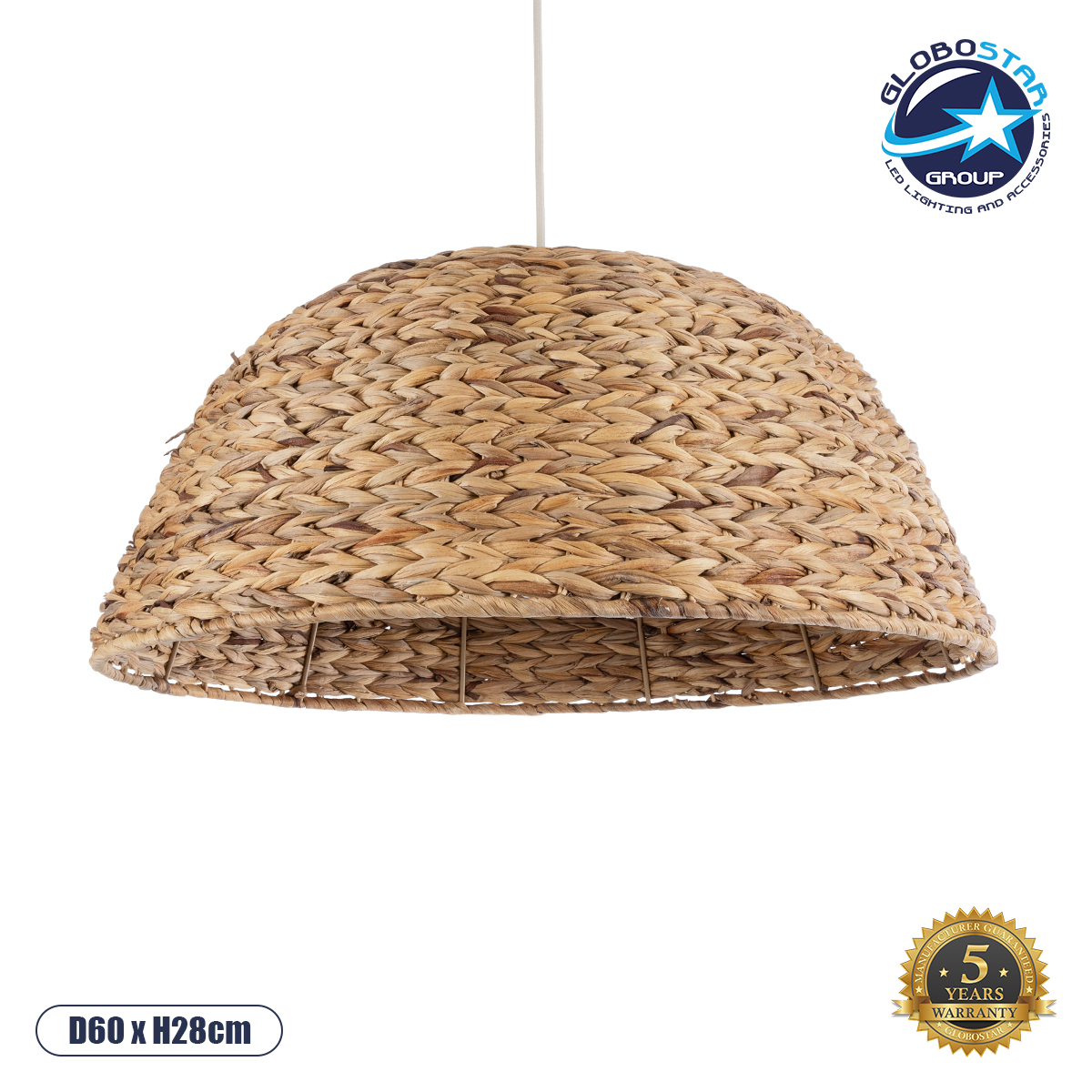 LEDTM® MANGATA 01847 Boho Κρεμαστό Φωτιστικό Οροφής με Ντουί 1 x E27 AC 220-240V IP20 - Μπεζ - Μ60 x Π60 x Υ28cm