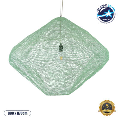 LEDTM® KENTUCKY 01870 Vintage Κρεμαστό Φωτιστικό Οροφής με Ντουί 1 x E27 AC 220-240V IP20 - Τιρκουάζ - Μ90 x Π90 x Υ70cm