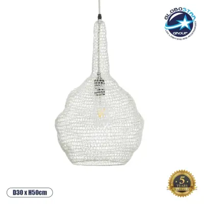 LEDTM® KENTUCKY 01880 Vintage Κρεμαστό Φωτιστικό Οροφής με Ντουί 1 x E27 AC 220-240V IP20 - Μπεζ - Μ30 x Π30 x Υ50cm