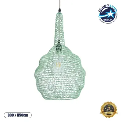 LEDTM® KENTUCKY 01882 Vintage Κρεμαστό Φωτιστικό Οροφής με Ντουί 1 x E27 AC 220-240V IP20 - Τιρκουάζ - Μ30 x Π30 x Υ50cm