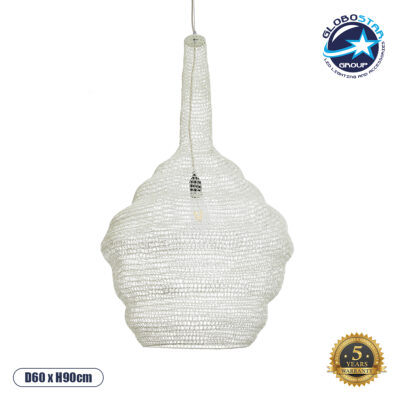 LEDTM® KENTUCKY 01883 Vintage Κρεμαστό Φωτιστικό Οροφής με Ντουί 1 x E27 AC 220-240V IP20 - Λευκό - Μ60 x Π60 x Υ90cm