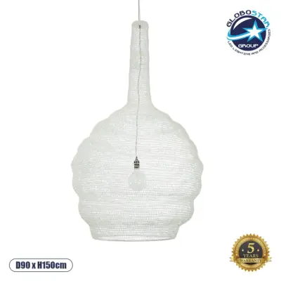 LEDTM® KENTUCKY 01886 Vintage Κρεμαστό Φωτιστικό Οροφής με Ντουί 1 x E27 AC 220-240V IP20 - Λευκό - Μ90 x Π90 x Υ150cm