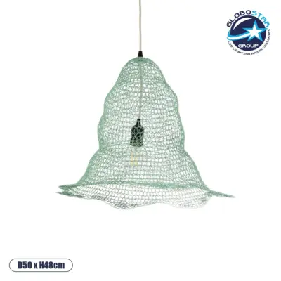 LEDTM® KENTUCKY 01891 Vintage Κρεμαστό Φωτιστικό Οροφής με Ντουί 1 x E27 AC 220-240V IP20 - Τιρκουάζ - Μ50 x Π50 x Υ48cm