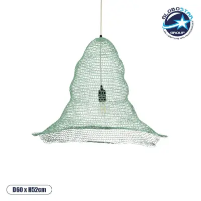 LEDTM® KENTUCKY 01894 Vintage Κρεμαστό Φωτιστικό Οροφής με Ντουί 1 x E27 AC 220-240V IP20 - Τιρκουάζ - Μ60 x Π60 x Υ52cm