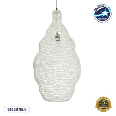 LEDTM® KENTUCKY 01895 Vintage Κρεμαστό Φωτιστικό Οροφής με Ντουί 1 x E27 AC 220-240V IP20 - Λευκό - Μ40 x Π40 x Υ70cm