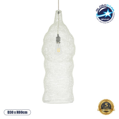 LEDTM® KENTUCKY 01904 Vintage Κρεμαστό Φωτιστικό Οροφής με Ντουί 1 x E27 AC 220-240V IP20 - Λευκό - Μ30 x Π30 x Y80cm