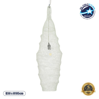 LEDTM® KENTUCKY 01907 Vintage Κρεμαστό Φωτιστικό Οροφής με Ντουί 1 x E27 AC 220-240V IP20 - Λευκό - Μ30 x Π30 x Y105cm