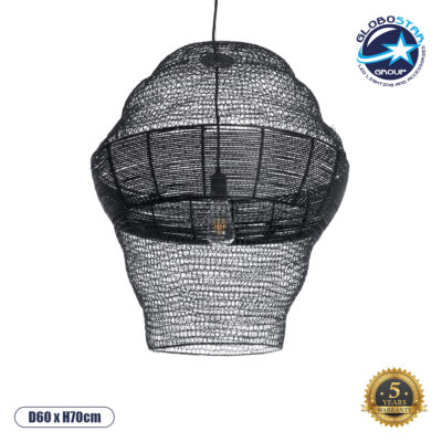 LEDTM® KENTUCKY 01912 Vintage Κρεμαστό Φωτιστικό Οροφής με Ντουί 1 x E27 AC 220-240V IP20 - Μαύρο - Μ60 x Π60 x Υ70cm