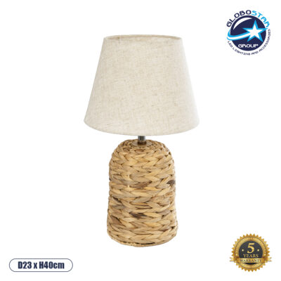 LEDTM® HOLOKAI 01960 Boho Επιτραπέζιο Φωτιστικό Πορτατίφ με Ντουί 1 x E27 AC 220-240V IP20 - Μπεζ & Λευκό - Μ23 x Π23 x Υ40cm