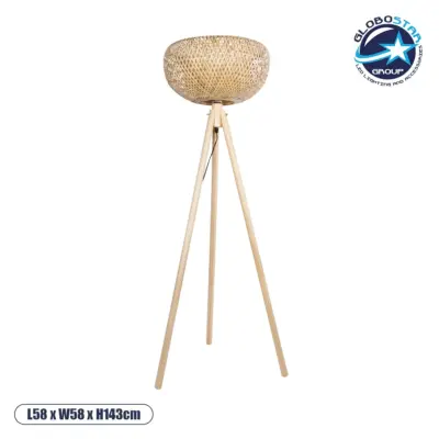 LEDTM® POPPY 01983 Boho Επιδαπέδιο Φωτιστικό με Ντουί 1 x E27 AC 220-240V IP20 - Μπεζ - Μ58 x Π58 x Υ143cm