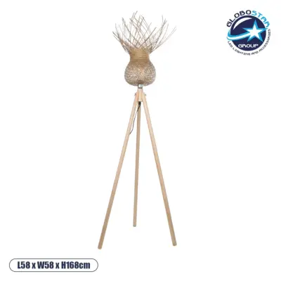 LEDTM® POPPY 01984 Boho Επιδαπέδιο Φωτιστικό με Ντουί 1 x E27 AC 220-240V IP20 - Μπεζ - Μ58 x Π58 x Υ168cm