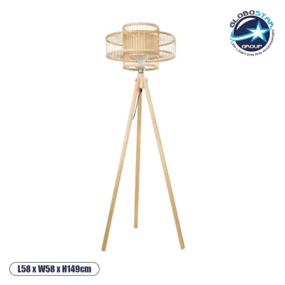 LEDTM® POPPY 01989 Boho Επιδαπέδιο Φωτιστικό με Ντουί 1 x E27 AC 220-240V IP20 - Μπεζ - Μ58 x Π58 x Υ149cm