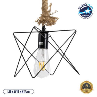 LEDTM® KAZEMI 02018 Μοντέρνο Κρεμαστό Φωτιστικό Οροφής με Ντουί 1 x E27 AC 220-240V IP20 - Μαύρο & Μπεζ - Μ18 x Π18 x Υ17cm